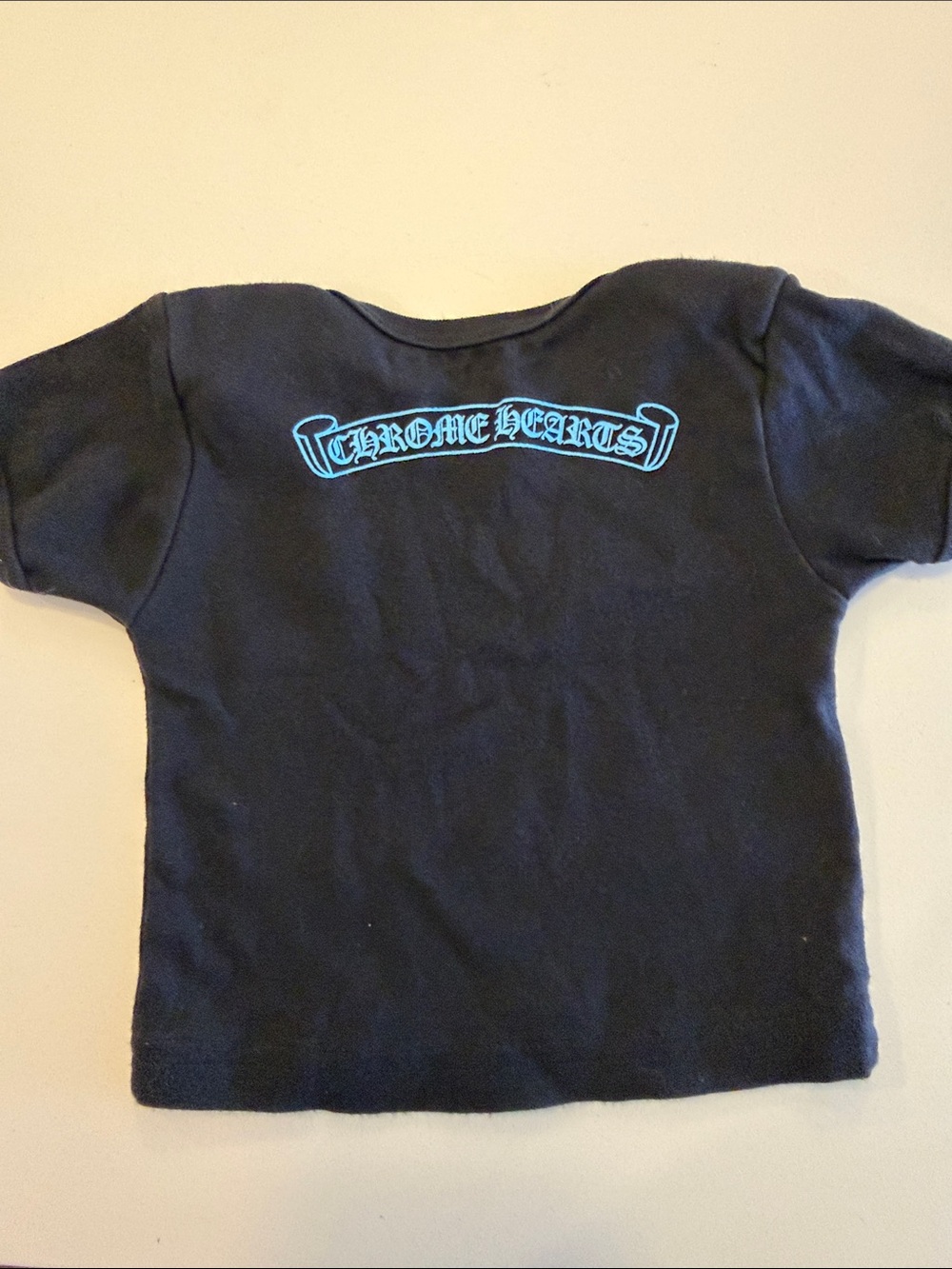 Chrome Hearts Black Tee with Blue "BABY CHROME" Logo - Picture 2 of 3